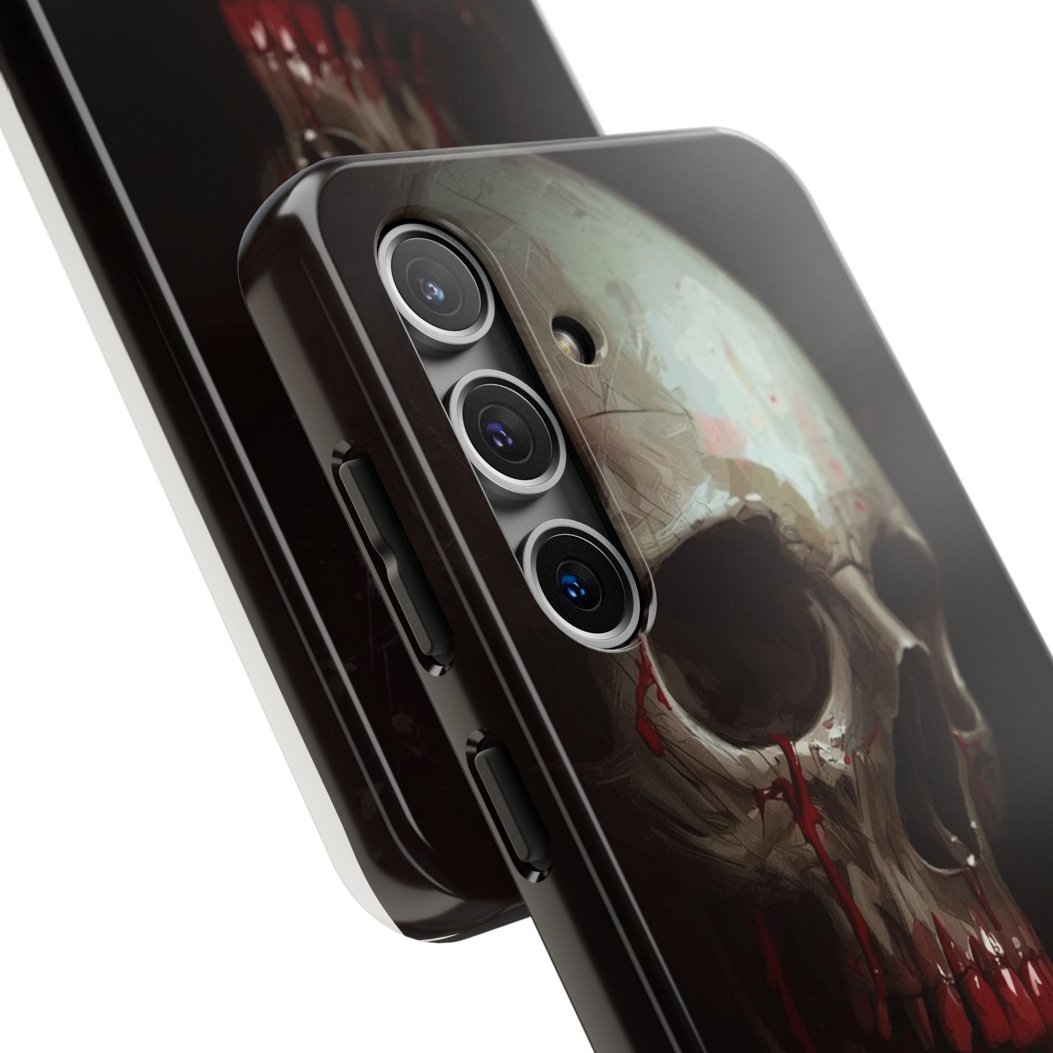 Skull Phone Case — 'Let Blood and Velvet Reign' Gothic Tough Protective Cover
