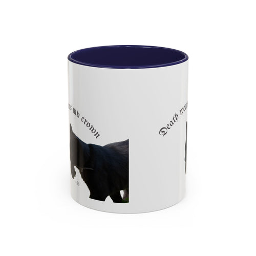 Black Cat 'Death Wears My Crown' Accent Coffee Mug — Gothic Cat Lover Gift