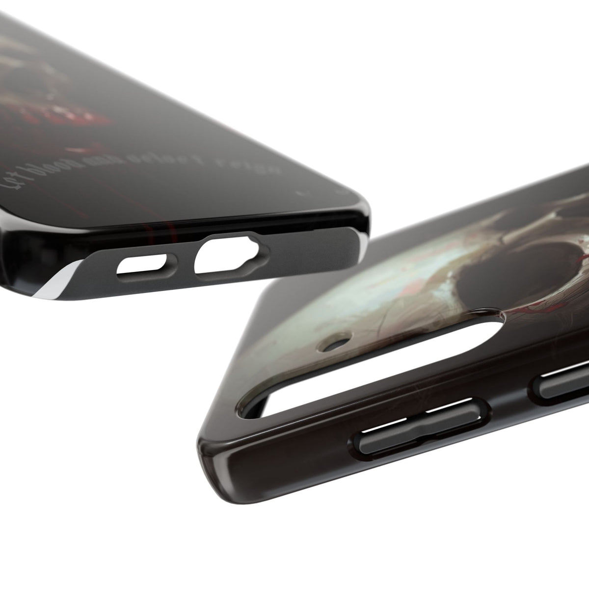 Skull Phone Case — 'Let Blood and Velvet Reign' Gothic Tough Protective Cover