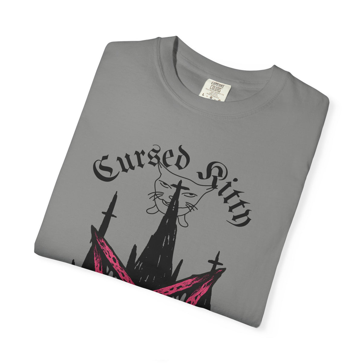 Graphic T-Shirt — 'Cursed Kitty' Gothic Pentagram Tee