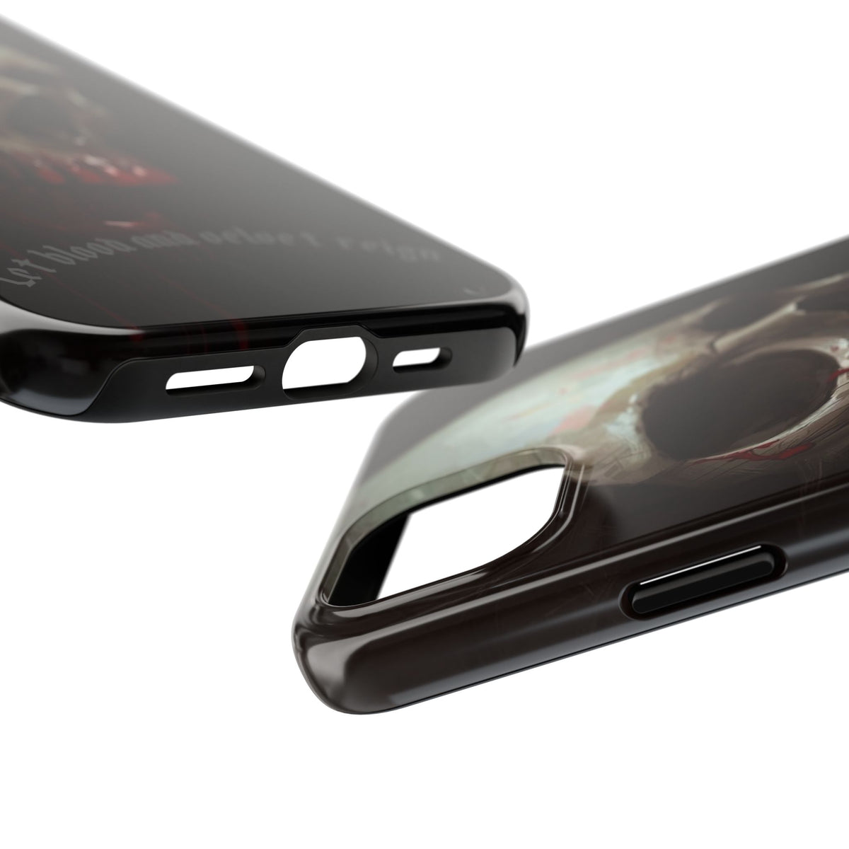 Skull Phone Case — 'Let Blood and Velvet Reign' Gothic Tough Protective Cover