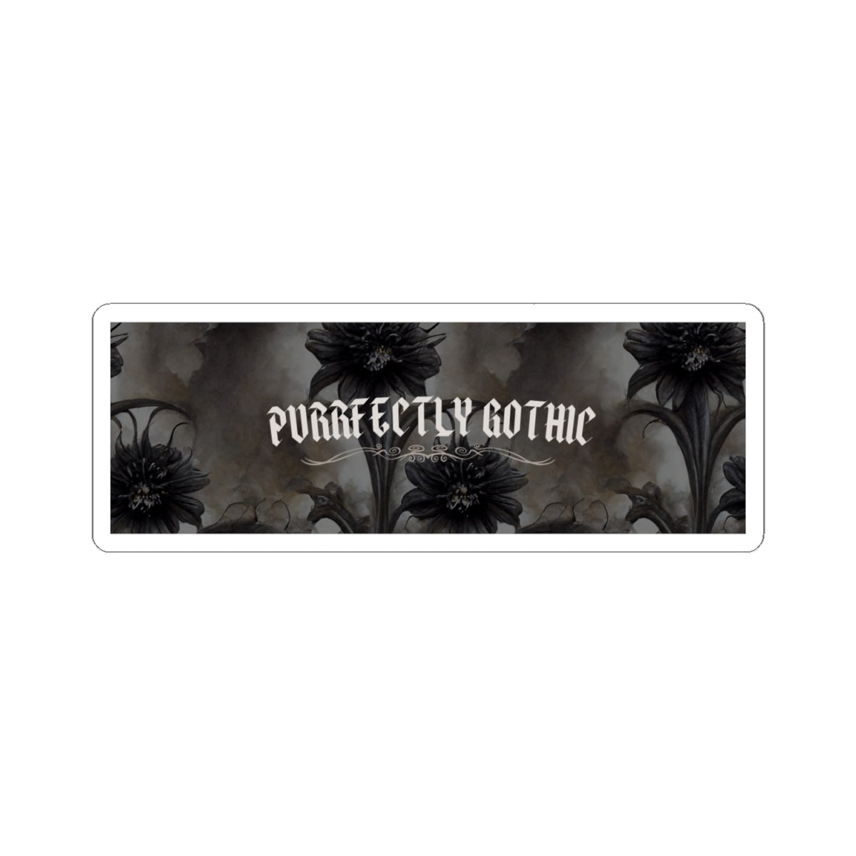 Purrfectly Gothic Kiss-Cut Sticker — Dark Floral Laptop Decal | Dark Roses | Dark esthetic stickers