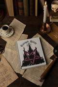 Cursed Kitty Pentagram Spiral Notebook — Gothic Black Cat Notebook