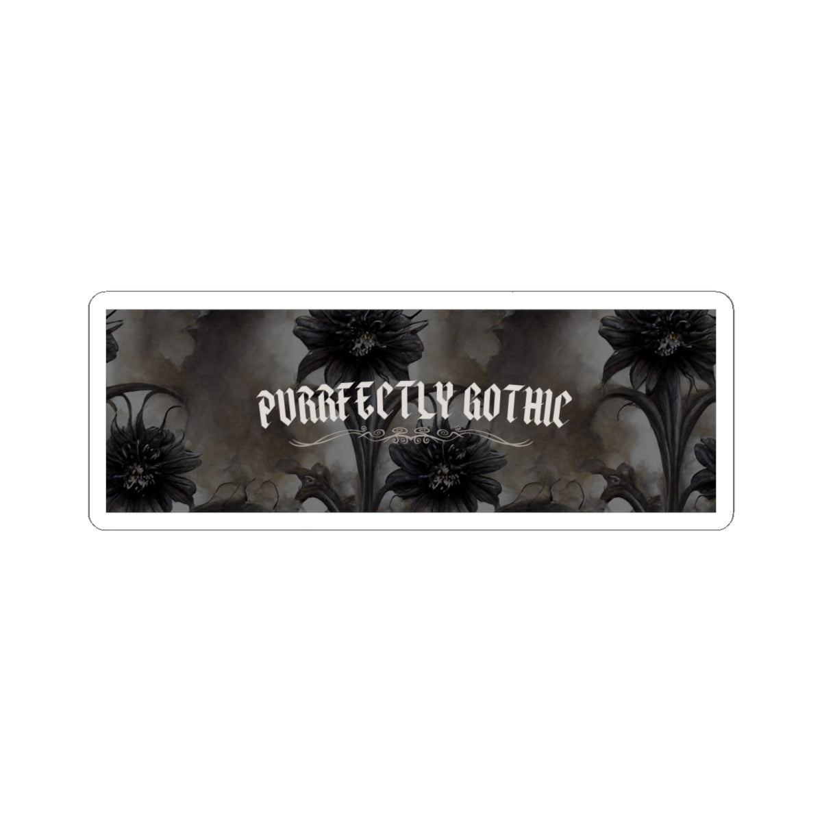 Purrfectly Gothic Sticker | Black & Gray Floral