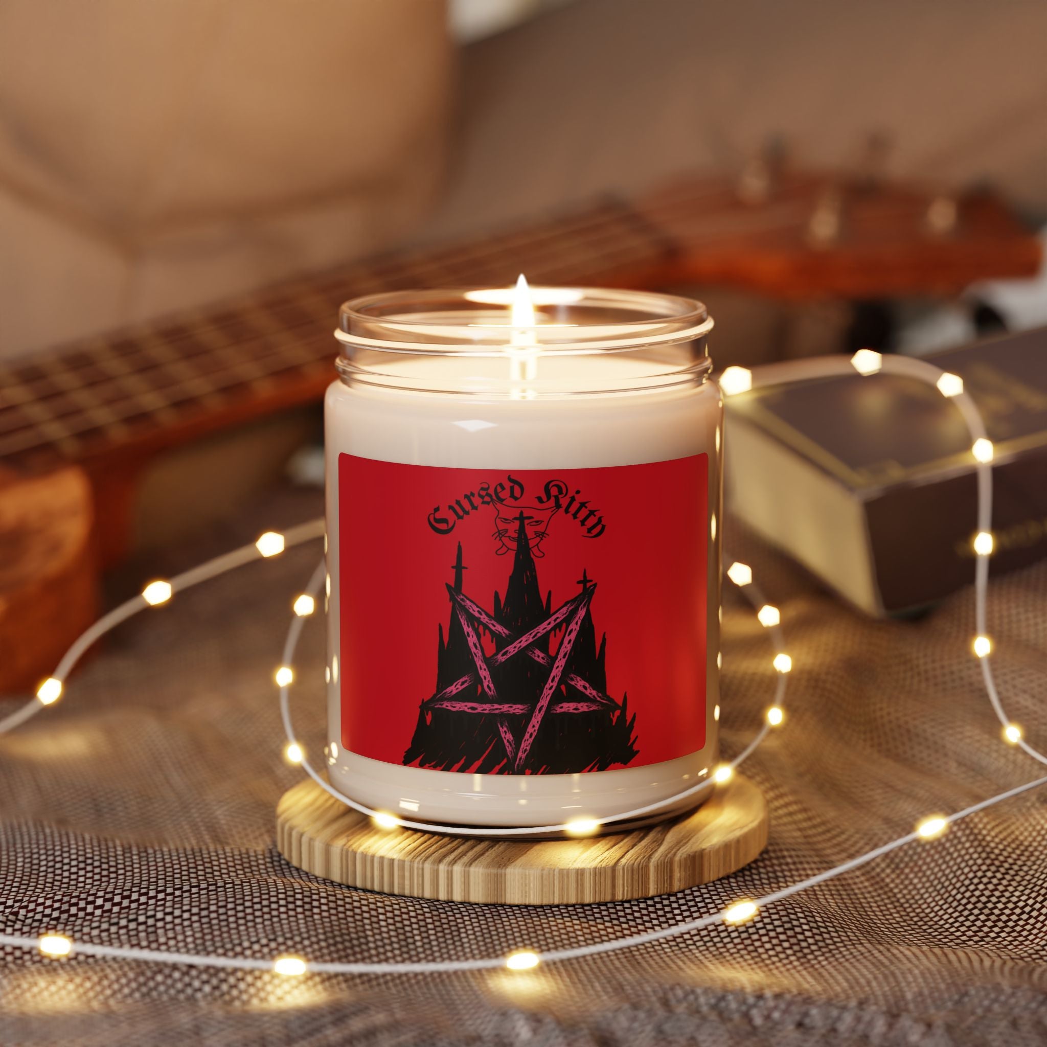 Cursed Kitty Soy Candle — 9oz Gothic Cat Pentagram Scented Candle