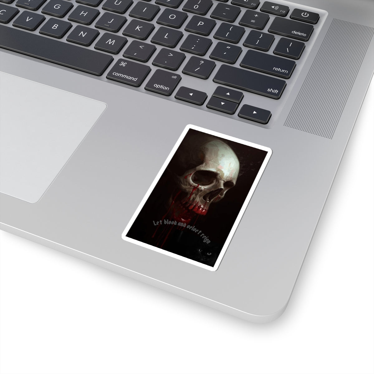 Gothic Skull Sticker — Blood-Dripping Skull with 'Let blood and color reign'