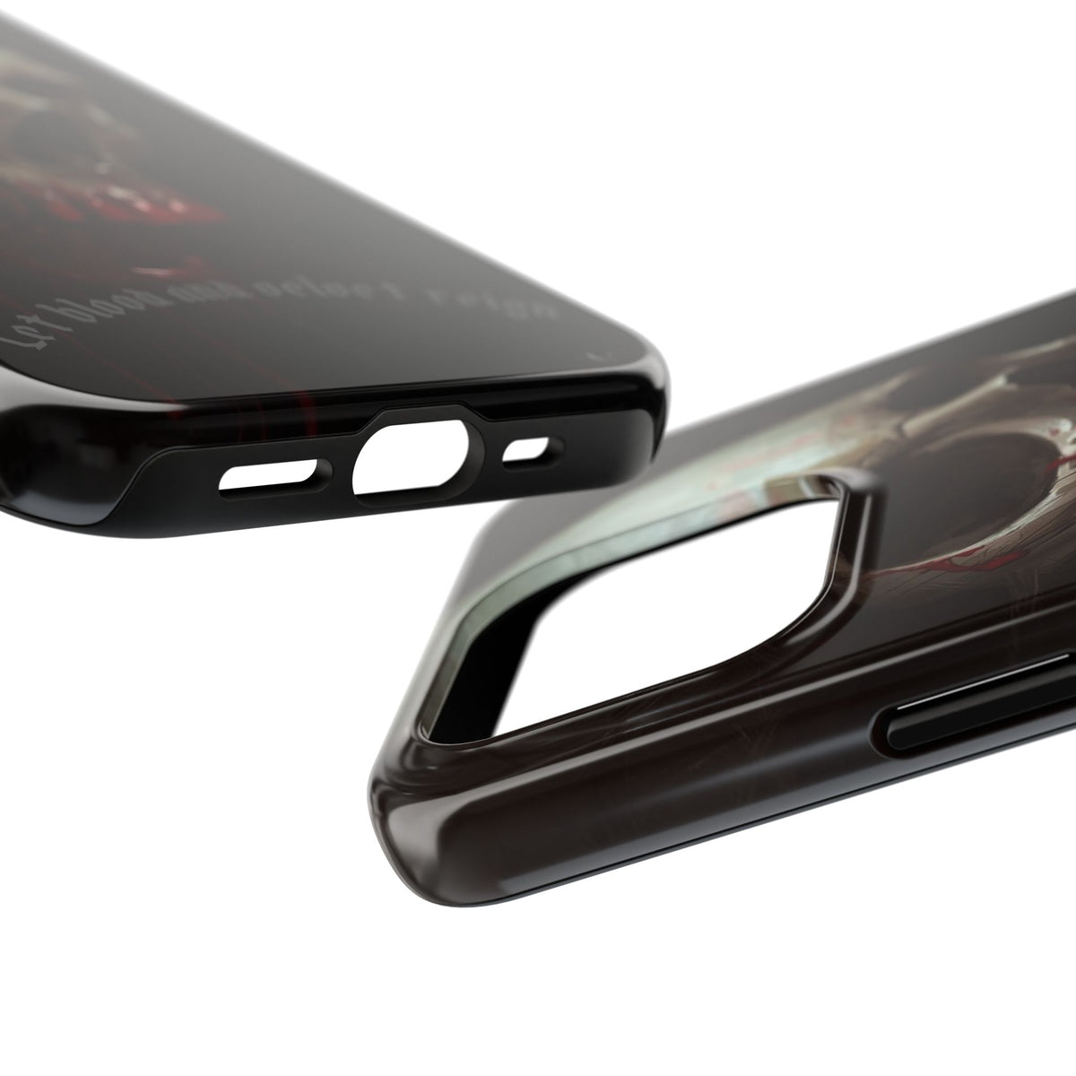 Skull Phone Case — 'Let Blood and Velvet Reign' Gothic Tough Protective Cover
