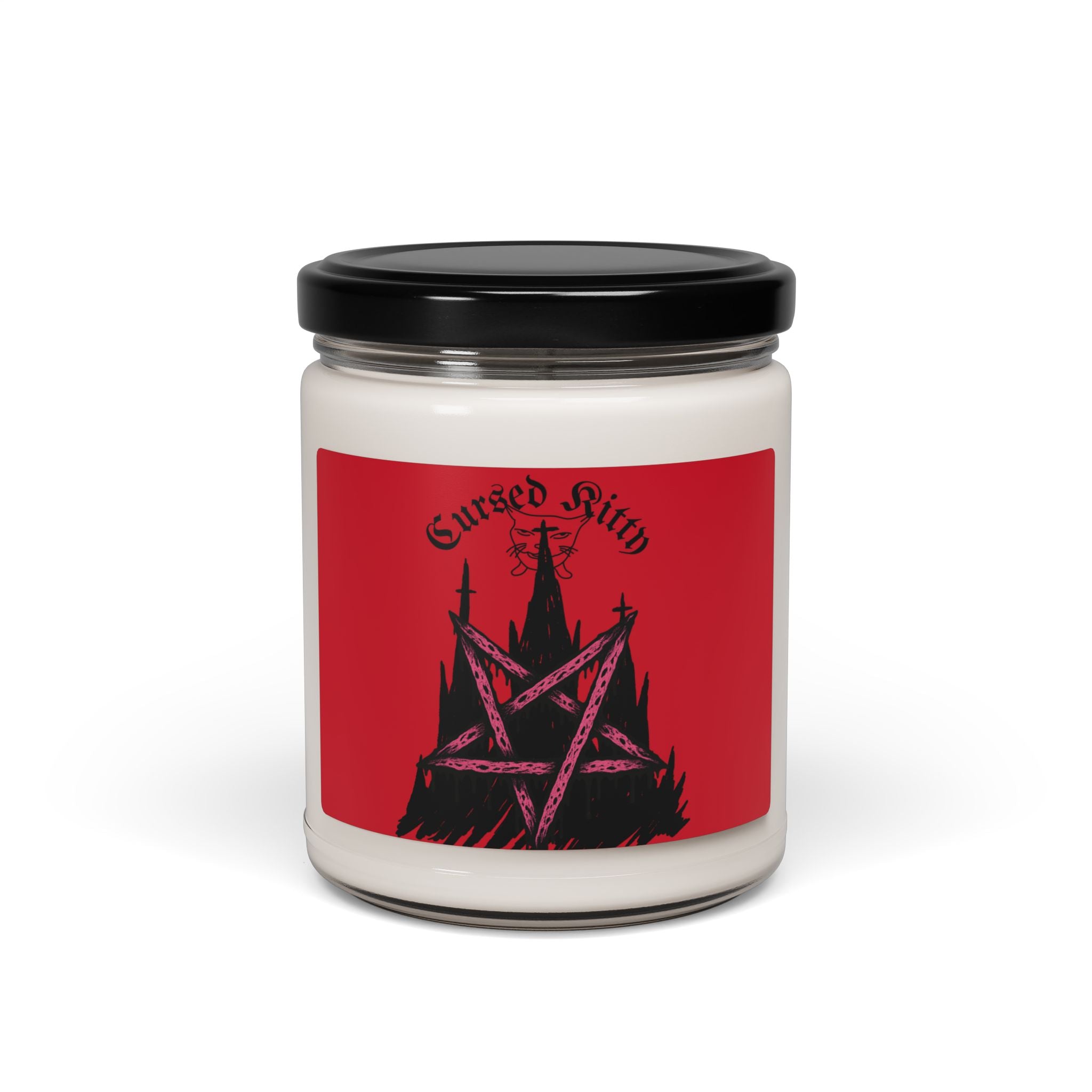 Cursed Kitty Soy Candle — 9oz Gothic Cat Pentagram Scented Candle