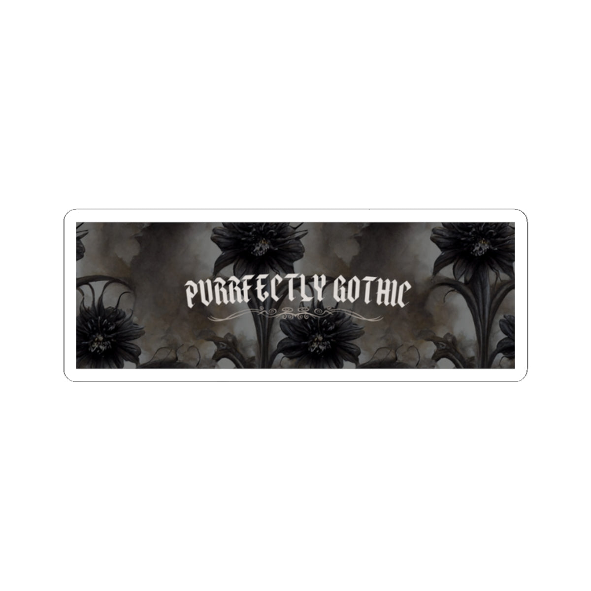 Purrfectly Gothic Kiss-Cut Sticker — Dark Floral Laptop Decal | Dark Roses | Dark esthetic stickers