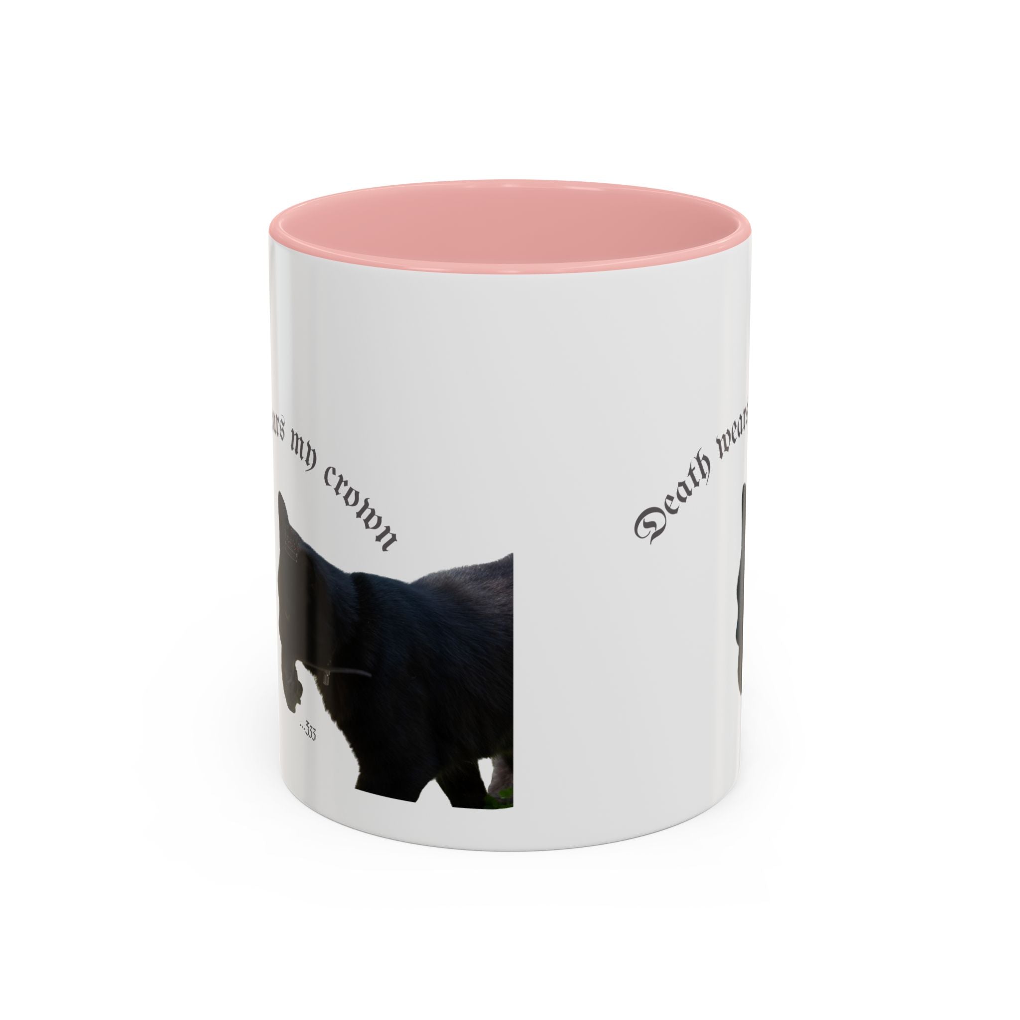 Black Cat 'Death Wears My Crown' Accent Coffee Mug — Gothic Cat Lover Gift