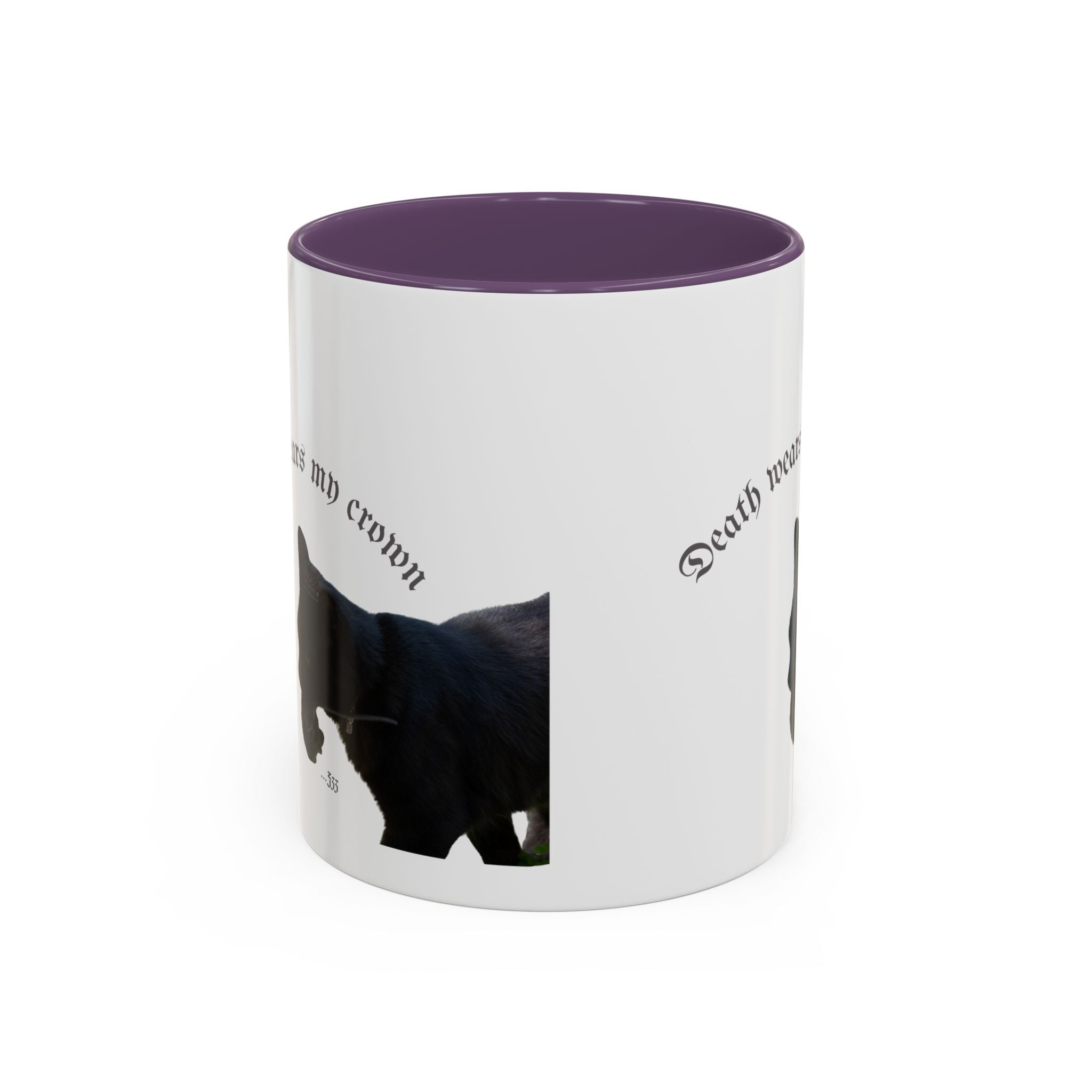 Black Cat 'Death Wears My Crown' Accent Coffee Mug — Gothic Cat Lover Gift