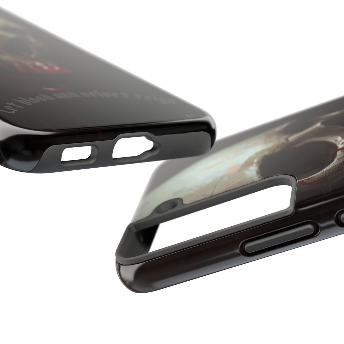 Skull Phone Case — 'Let Blood and Velvet Reign' Gothic Tough Protective Cover
