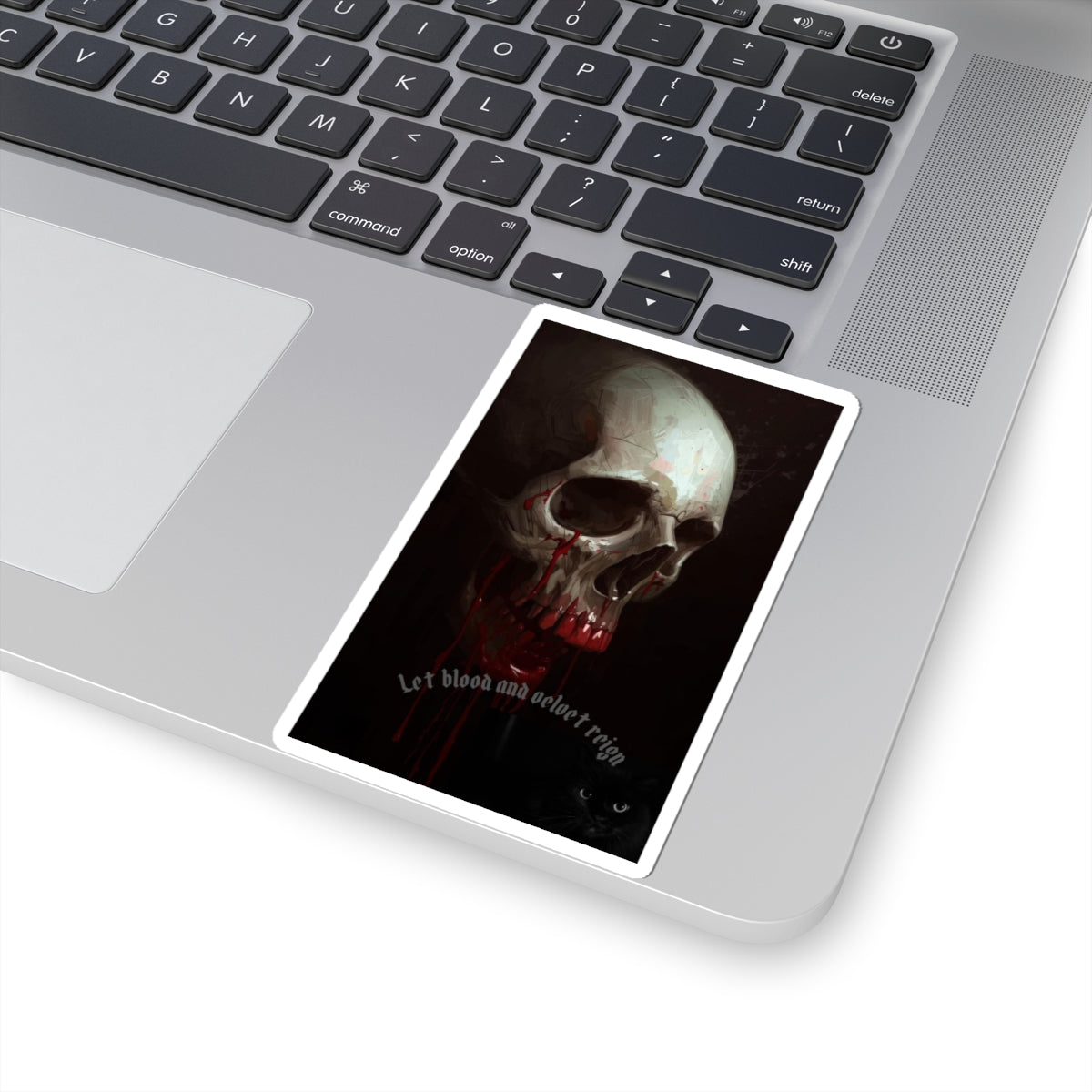 Gothic Skull Sticker — Blood-Dripping Skull with 'Let blood and color reign'