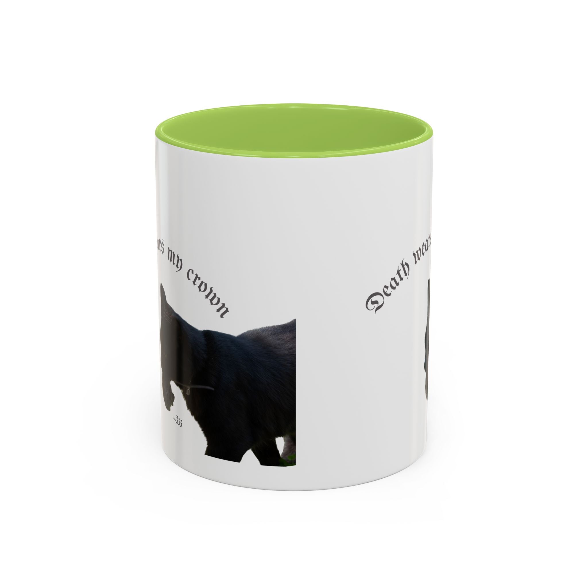Black Cat 'Death Wears My Crown' Accent Coffee Mug — Gothic Cat Lover Gift