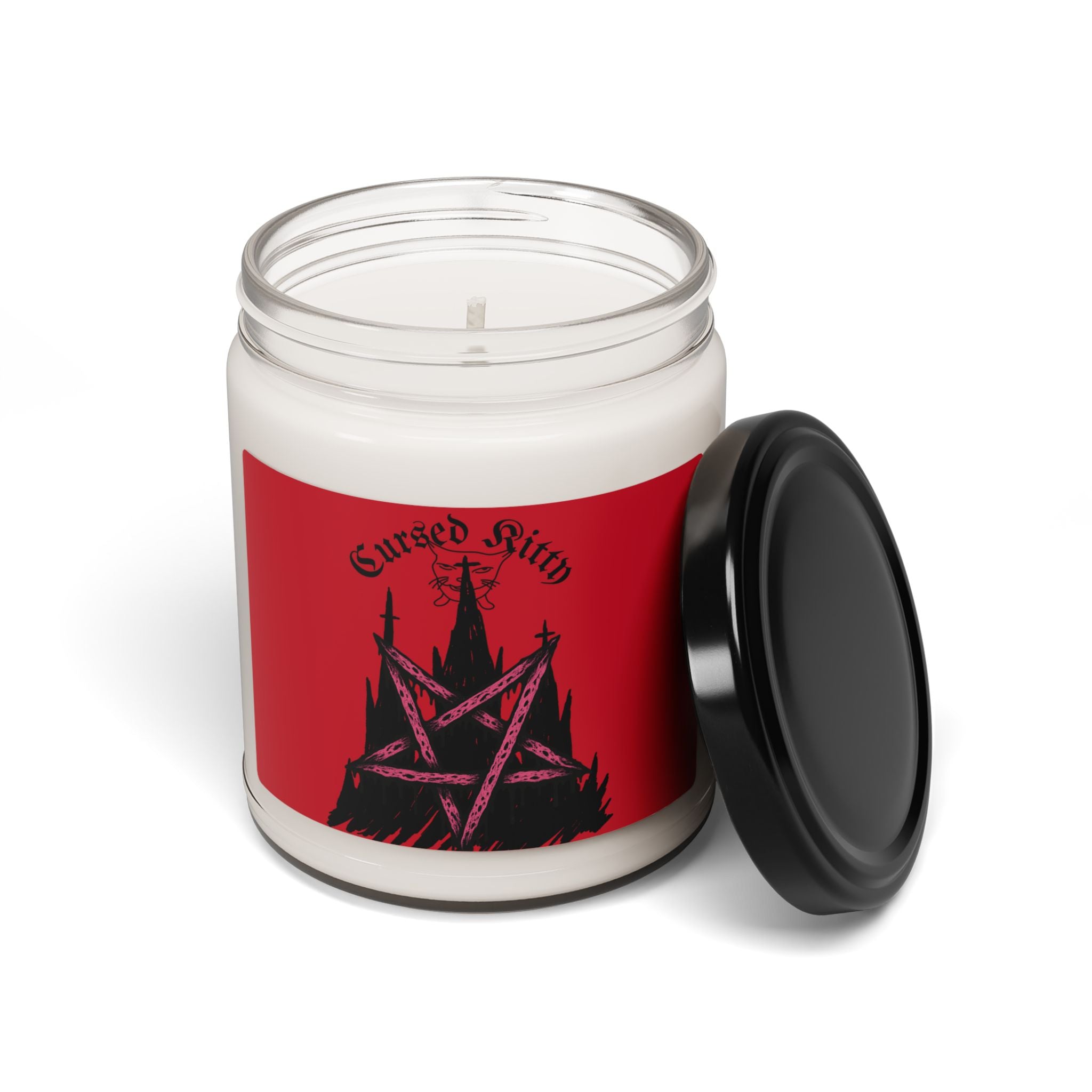 Cursed Kitty Soy Candle — 9oz Gothic Cat Pentagram Scented Candle
